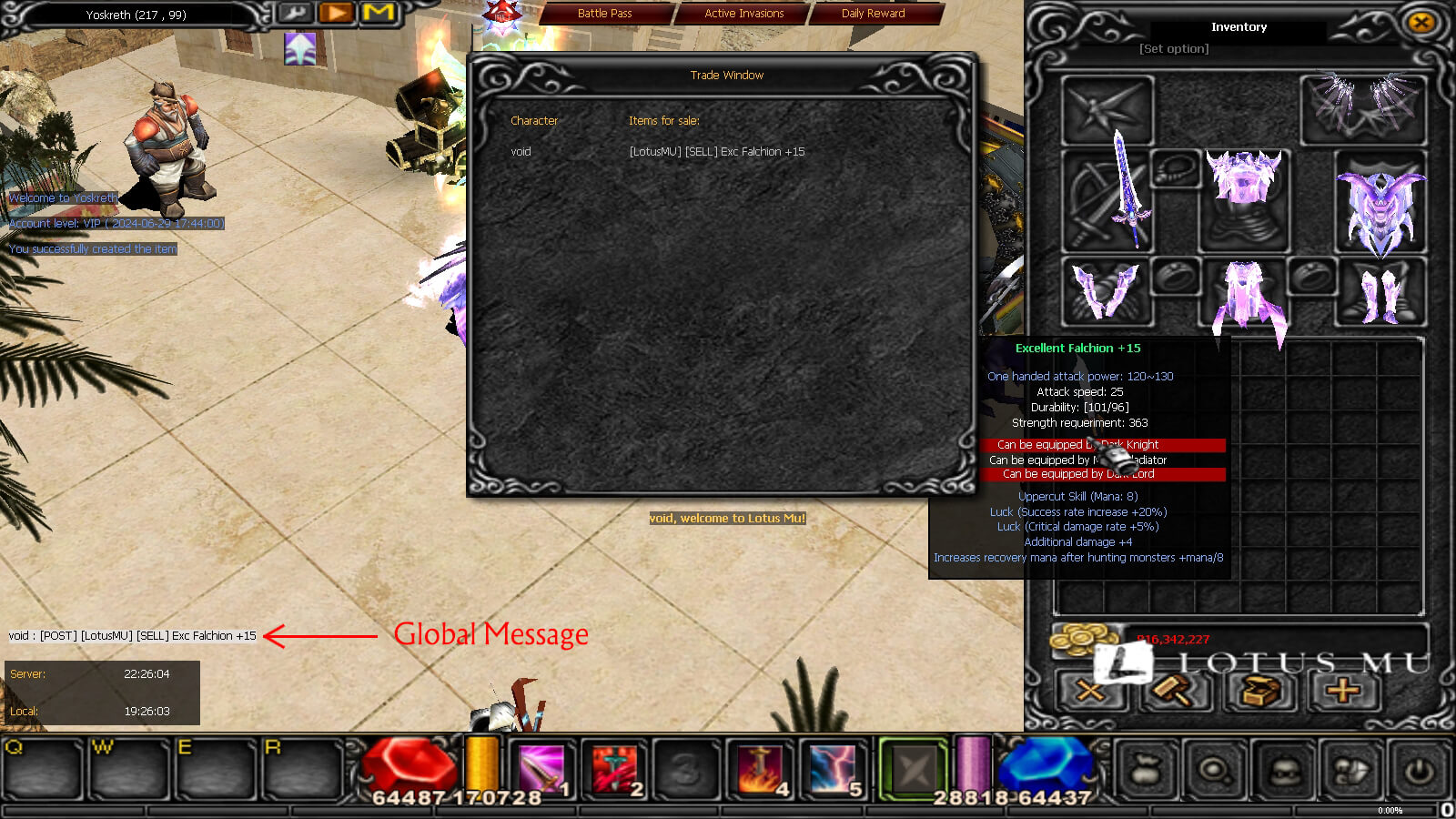 Sell Items Function